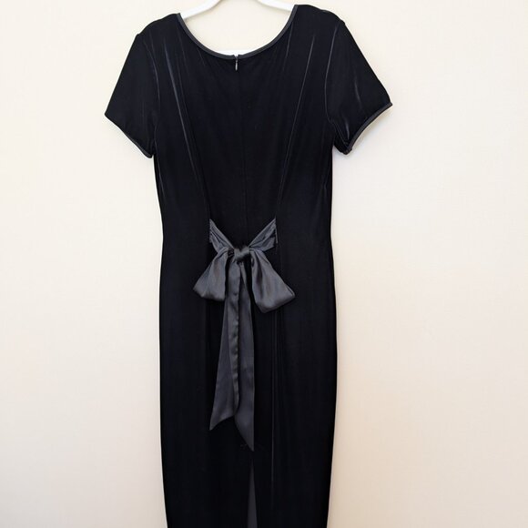 VINTAGE Robbie Bee Y2K black velvet short sleeve maxi dress EUC 10 - Picture 3 of 11